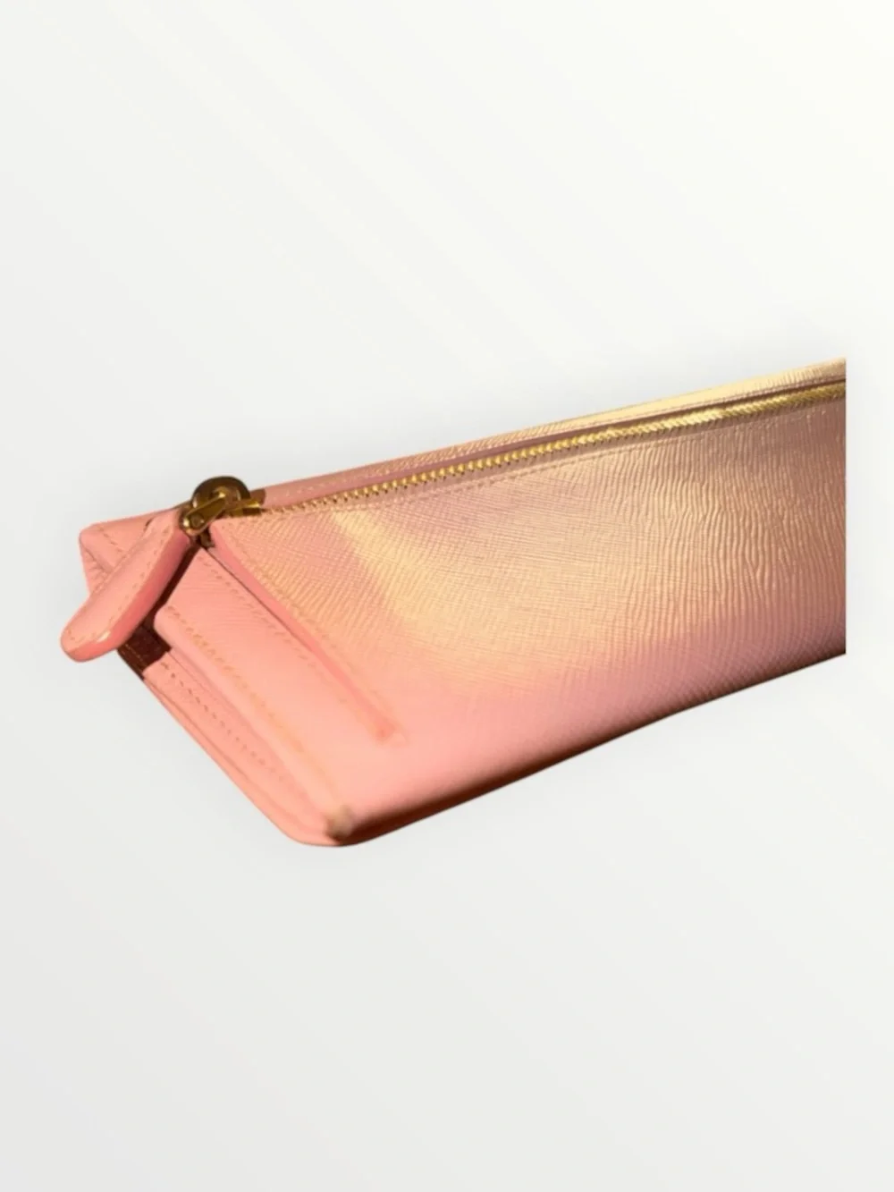 Prada Pink Saffiano Leather Long Wallet With COA